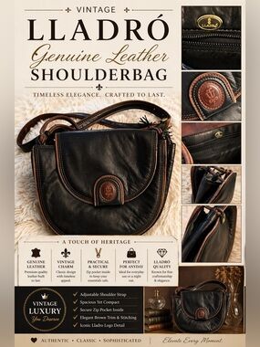 Lladro Vintage Genuine Leather Shoulderbag🔥